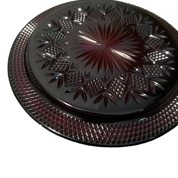 Set of 3 Unmarked Ruby Red Pressed Glass Plates - Picture 5 of 7